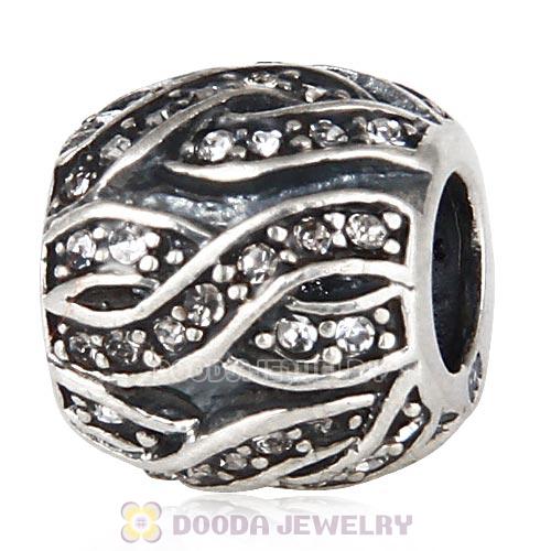 Sterling Silver Entwined Beads with Black Diamond and Clear Austrian Crystal