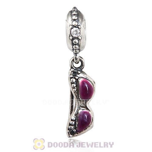 European Sterling Silver Sunglasses Dangle Beads with Clear Austrian Crystal