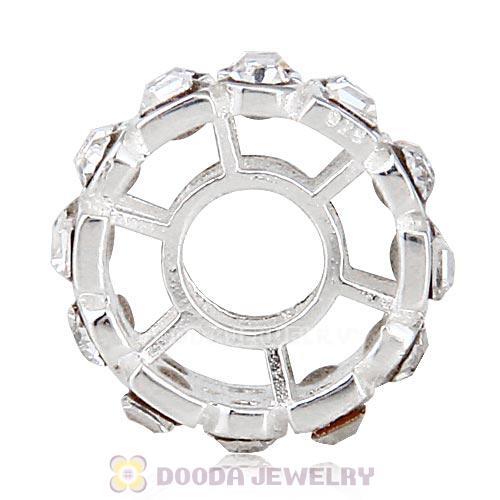 Sterling Silver Stepping Stones Beads with Clear Austrian Crystal