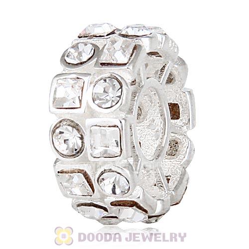 Sterling Silver Stepping Stones Beads with Clear Austrian Crystal