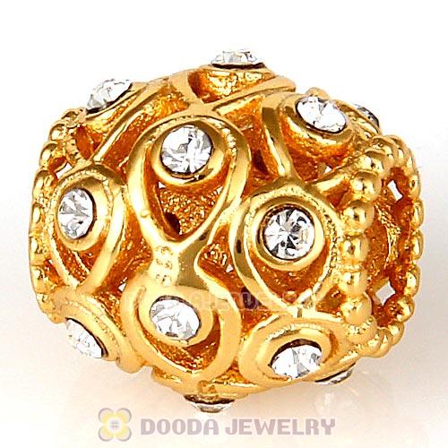 Sterling Silver Gold Plated Ocean Treasures Beads with Clear Austrian Crystal