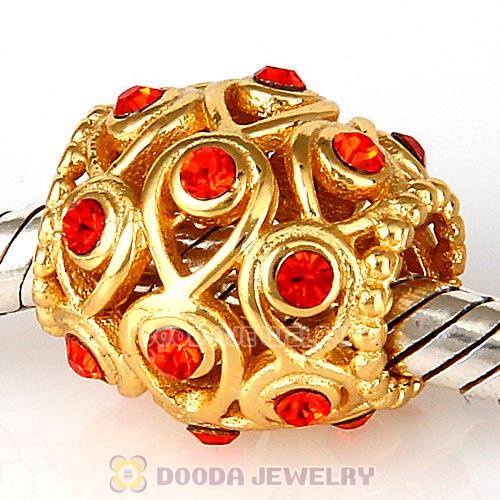 Sterling Silver Gold Plated Ocean Treasures Beads with Hyacinth Austrian Crystal