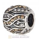 Sterling Silver Entwined Beads with Light Colorado Topaz and Clear Austrian Crystal