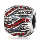 Sterling Silver Entwined Beads with Light Siam and Clear Austrian Crystal