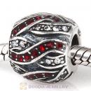 Sterling Silver Entwined Beads with Siam and Clear Austrian Crystal