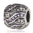 Sterling Silver Entwined Beads with Violet and Clear Austrian Crystal