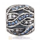 Sterling Silver Entwined Beads with Light Sapphire and Clear Austrian Crystal