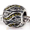 Sterling Silver Entwined Beads with Olivine and Clear Austrian Crystal