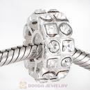 Sterling Silver Stepping Stones Beads with Clear Austrian Crystal