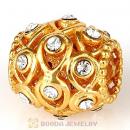 Sterling Silver Gold Plated Ocean Treasures Beads with Clear Austrian Crystal