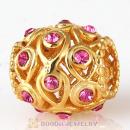 Sterling Silver Gold Plated Ocean Treasures Beads with Rose Austrian Crystal