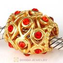 Sterling Silver Gold Plated Ocean Treasures Beads with Hyacinth Austrian Crystal