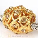 Sterling Silver Gold Plated Ocean Treasures Beads with Light Colorado Topaz Austrian Crystal