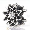 Sterling Silver Edelweiss Beads with Clear Austrian Crystal