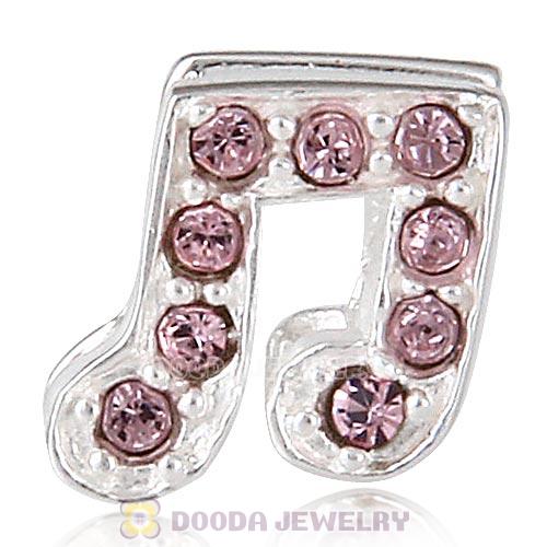 European Sterling Silver Music Note Beads with Light Amethyst Austrian Crystal