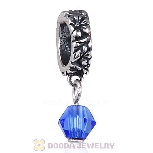 925 Sterling Silver European Style Dangle Beads with Crystal Stone