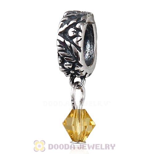 925 Sterling Silver European Style Dangle Beads with Crystal Stone