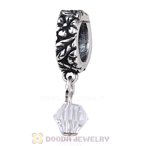 925 Sterling Silver European Style Dangle Beads with Crystal Stone