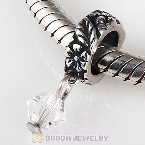 925 Sterling Silver European Style Dangle Beads with Crystal Stone