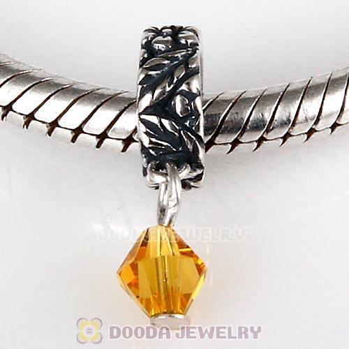 925 Sterling Silver European Style Dangle Beads with Crystal Stone