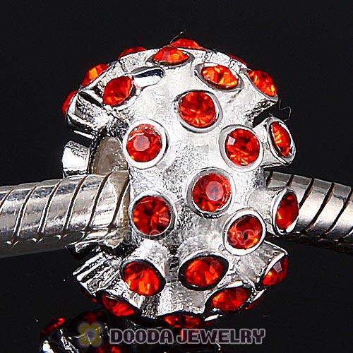 Sterling Silver Loose Pave Beads with Hyacinth Austrian Crystal