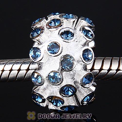 Sterling Silver Loose Pave Beads with Montana Austrian Crystal