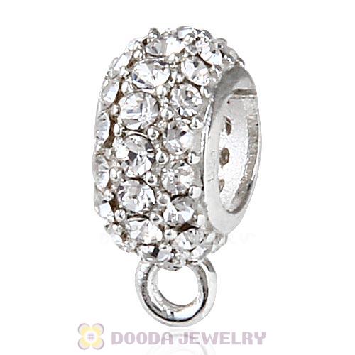 European Sterling Silver Pave Beads with Clear Austrian Crystal