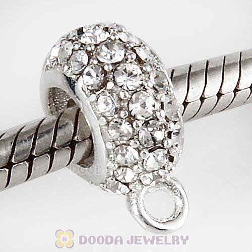 European Sterling Silver Pave Beads with Clear Austrian Crystal