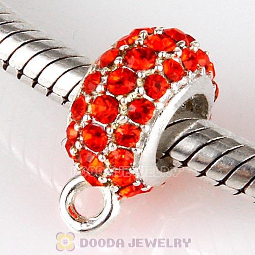 European Sterling Silver Pave Beads with Hyacinth Austrian Crystal