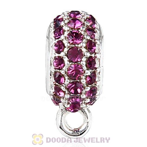 European Sterling Silver Pave Beads with Amethyst Austrian Crystal