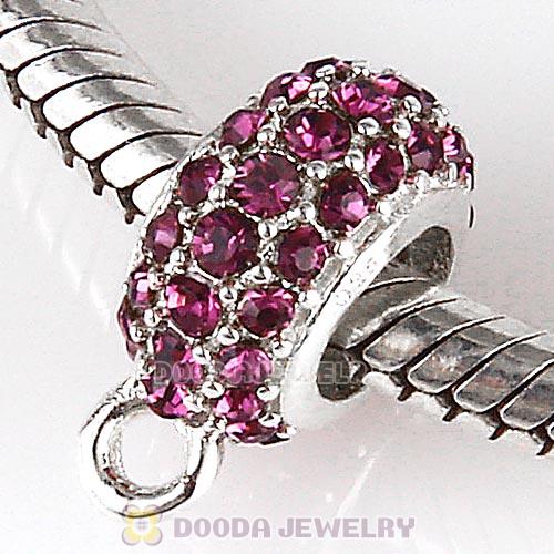 European Sterling Silver Pave Beads with Amethyst Austrian Crystal