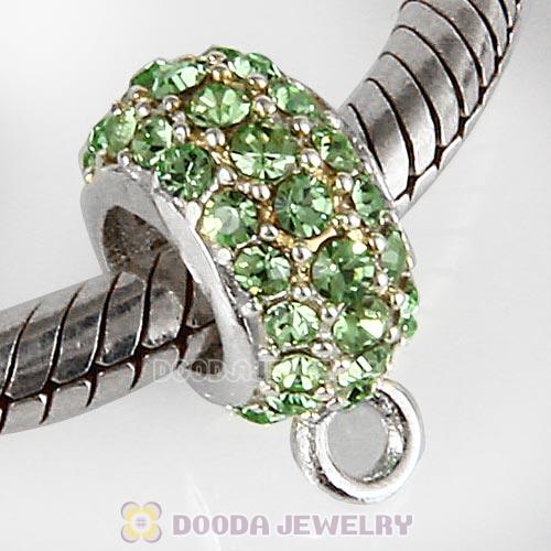 European Sterling Silver Pave Beads with Peridot Austrian Crystal