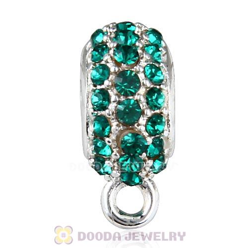 European Sterling Silver Pave Beads with Emerald Austrian Crystal