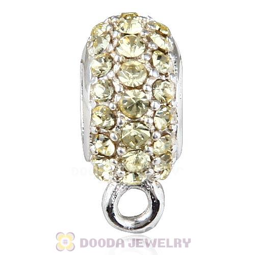 European Sterling Silver Pave Beads with Jonquil Austrian Crystal