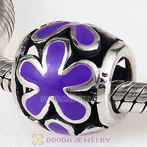Sterling Silver Enamel Flower Beads European Style