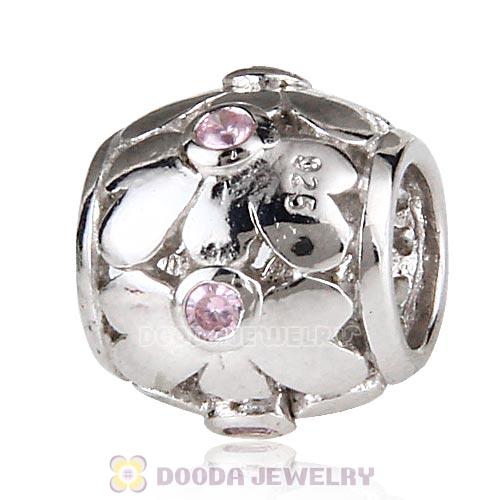 925 Sterling Silver European Flower Bead With CZ Stone Wholesale