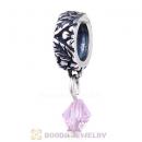 925 Sterling Silver European Style Dangle Beads with Crystal Stone
