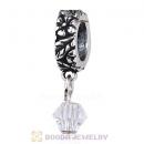925 Sterling Silver European Style Dangle Beads with Crystal Stone