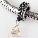 925 Sterling Silver European Style Dangle Beads with Crystal Stone