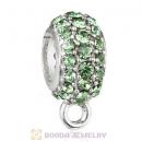 European Sterling Silver Pave Beads with Peridot Austrian Crystal