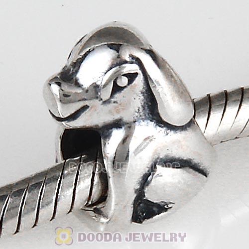 Antique Sterling Silver Cute Puppy Dog Charm Beads European Style