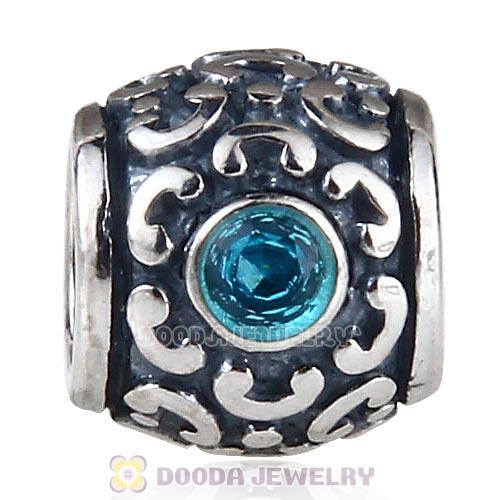 Antique Sterling Silver European Style Bead with CZ Stone Wholesale