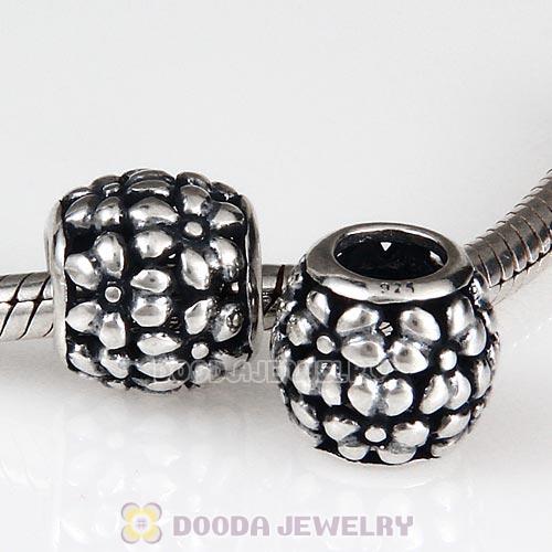 Antique Sterling Silver Flower Charm Beads European Style
