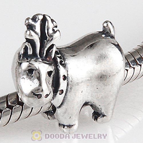 Antique Sterling Silver Deer Charm Beads European Style