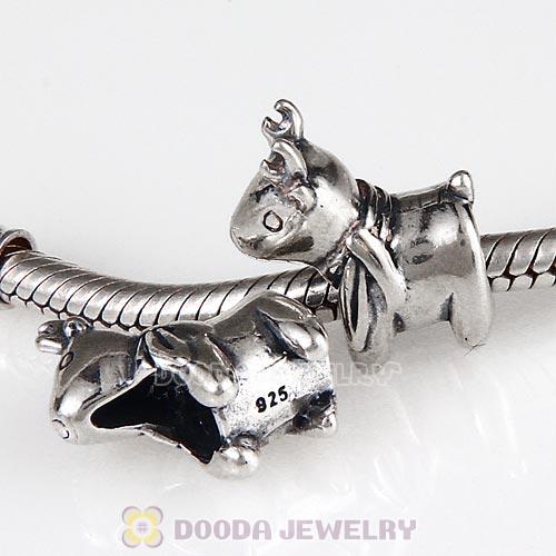 Antique Sterling Silver Cute Deer Charm Beads European Style