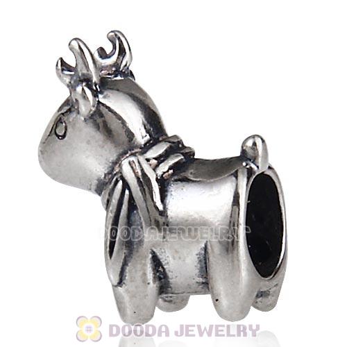 Antique Sterling Silver Cute Deer Charm Beads European Style