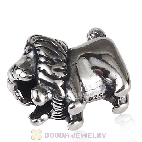 Antique Sterling Silver Lion King Charm Beads European Style