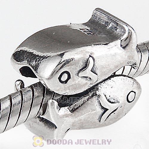 Antique Sterling Silver Pisces Zodiac Sign Beads European Style