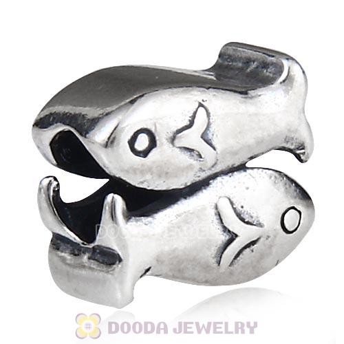 Antique Sterling Silver Pisces Zodiac Sign Beads European Style