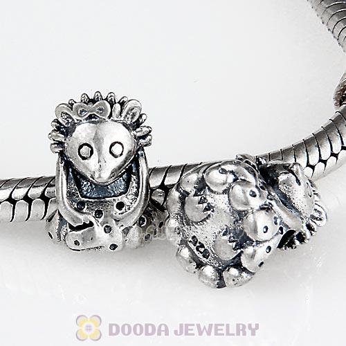 Antique Sterling Silver Miss Hedgehog Charm Beads European Style